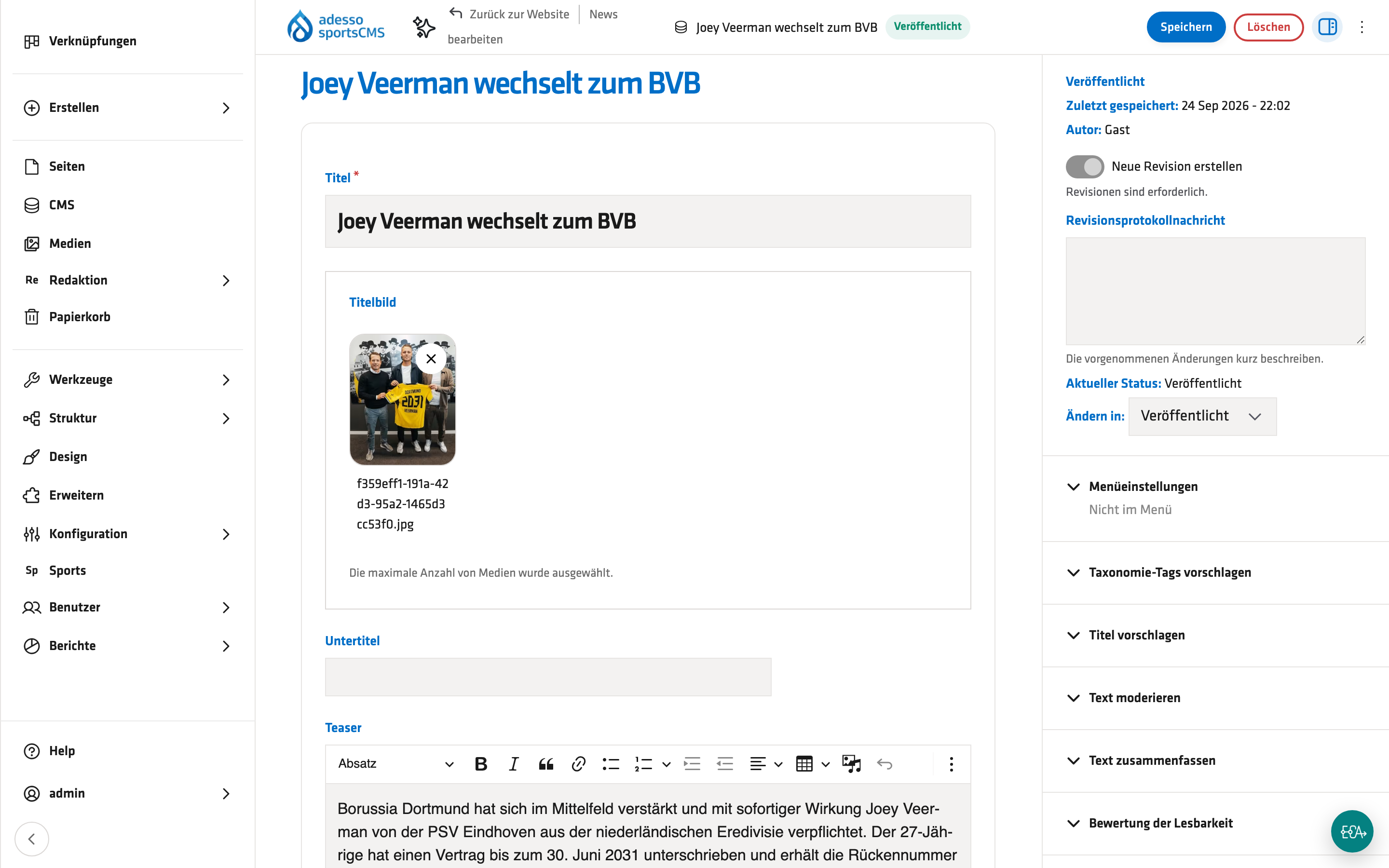 News bearbeiten